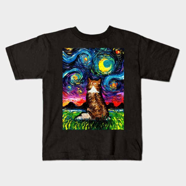 Sheltie Night Kids T-Shirt by sagittariusgallery